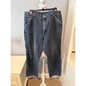 Wrangler Mens Carpenter Jeans 36x30 Dark Wash Blue Denim 94LSWKB Utility Pants